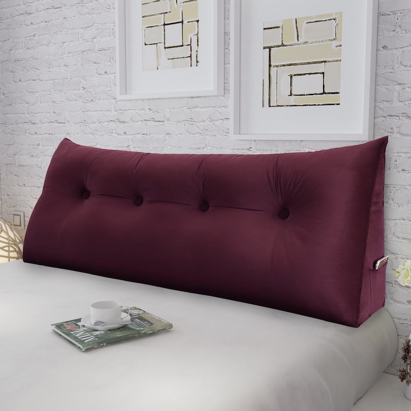 WOWMAX Bed Rest Reading Wedge Headboard Pillow Velvet Red