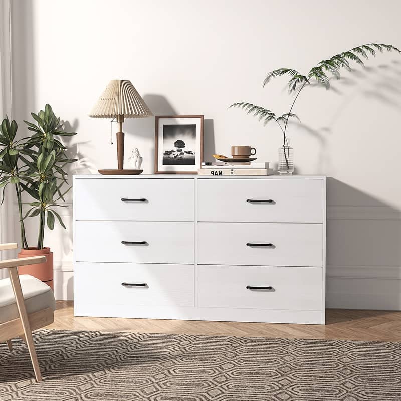 52.75" Wide Horizontal Double Dresser with 6 Fabric Drawers