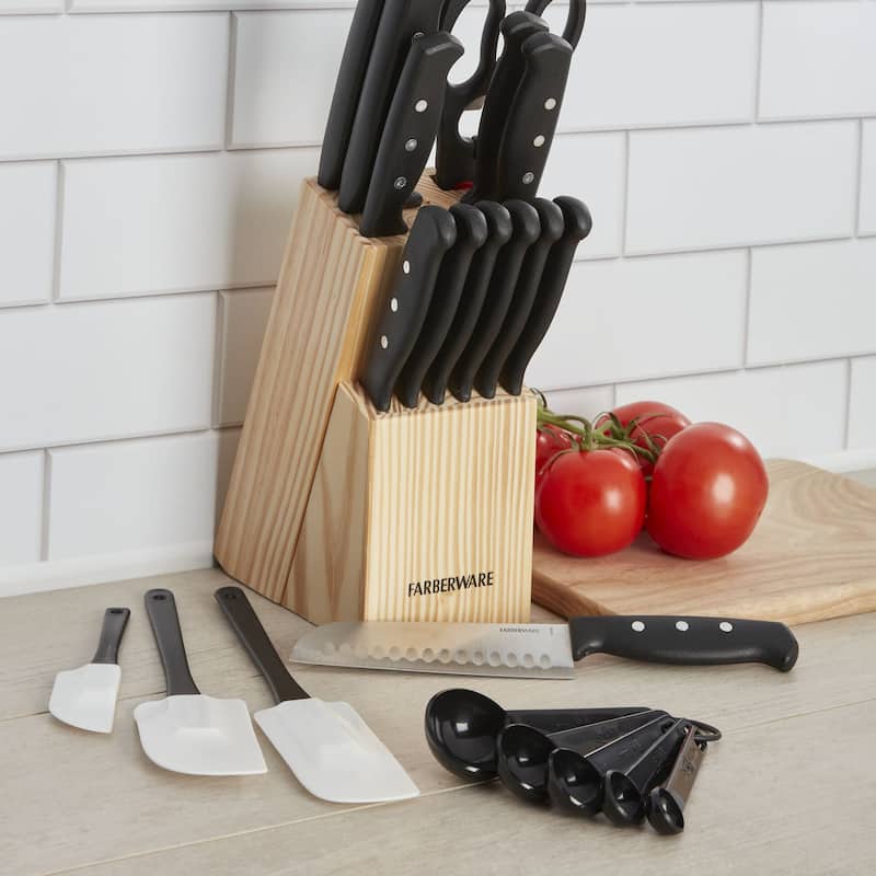Farberware 22 Piece Stainless Steel Knife and Kitchen Tool Set with Block - N/A