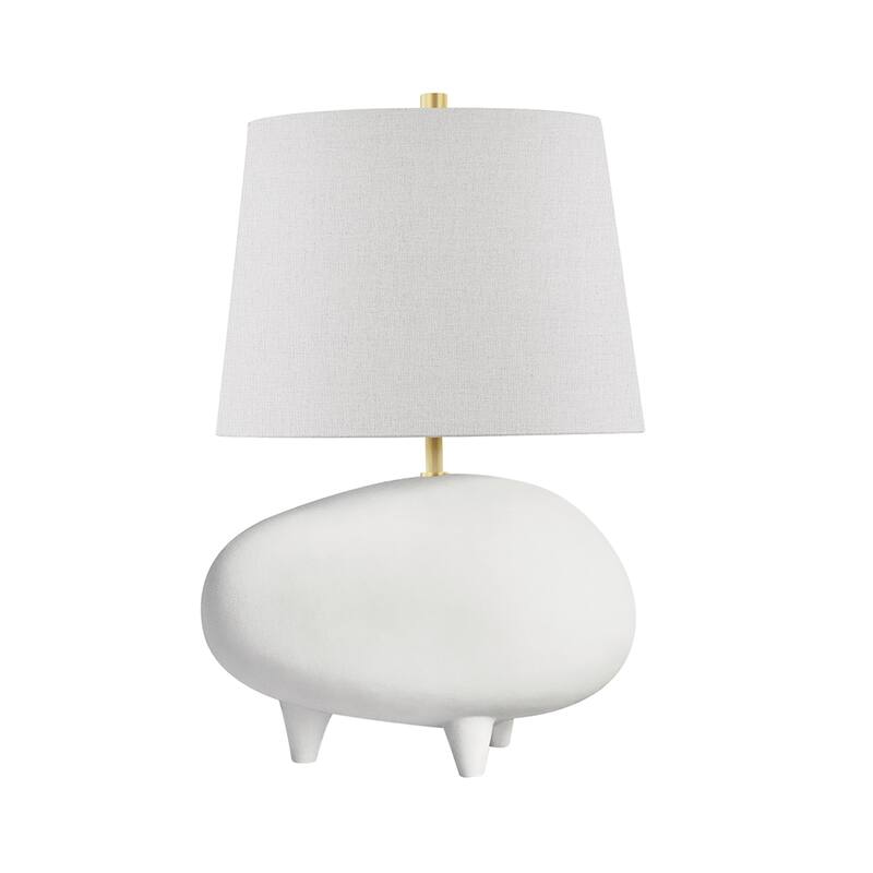 Hudson Valley Tiptoe 1-Light Aged Brass Table Lamp with Gray Linen
