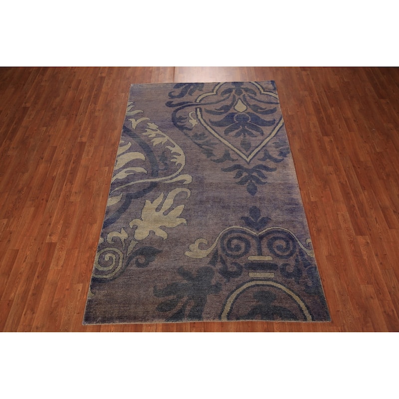 Abstract Oriental Area Rug Handmade Wool Carpet - 5'0" x 7'10"