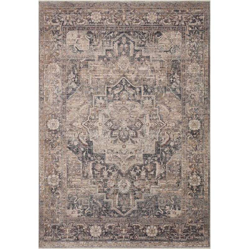 Alexander Home Lynda Oriental Area Rug - Denim / Sand - 9'-3" x 13'