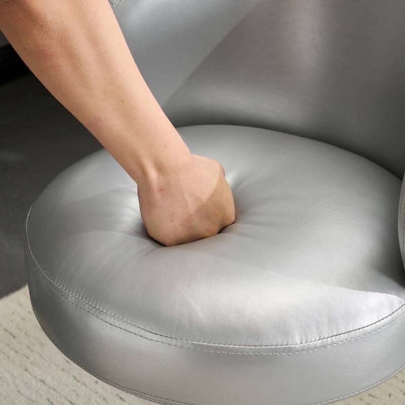 Modern PU Swivel Chair Armless No Wheel Adjustable Height Office Desk Chair With Baskest Support - N/A