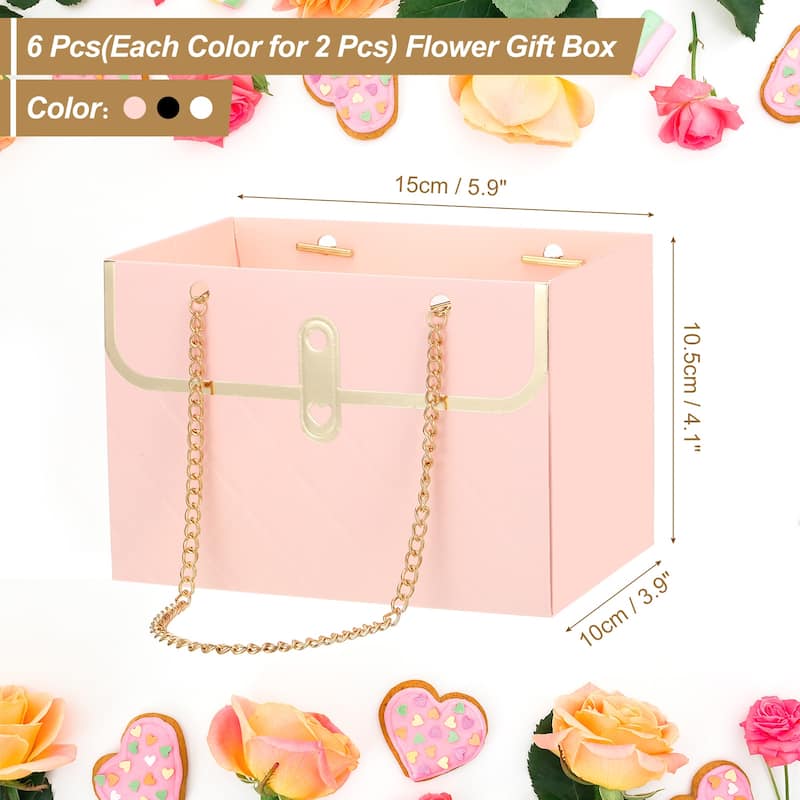 6 Pcs Paper Flower Bags Paper Bouquet Flower Gift Bag - White/Pink/Black