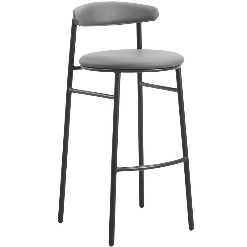 Polyster Bar Stool in Black Stainless Steel Lume Series by LeisureMod - Charcoal