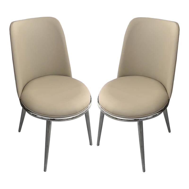 Furniture of America Mave Modern Faux Leather Metal Upholstered Dining Chairs (Set of 2)