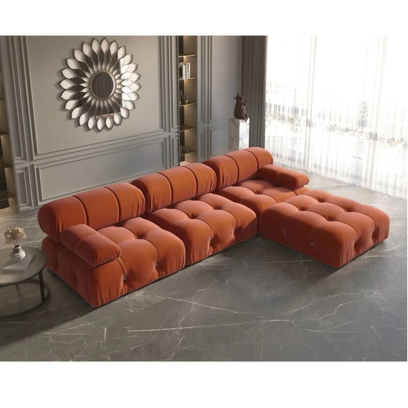 Convertible Modular Sectional Sofa with Ottomans
