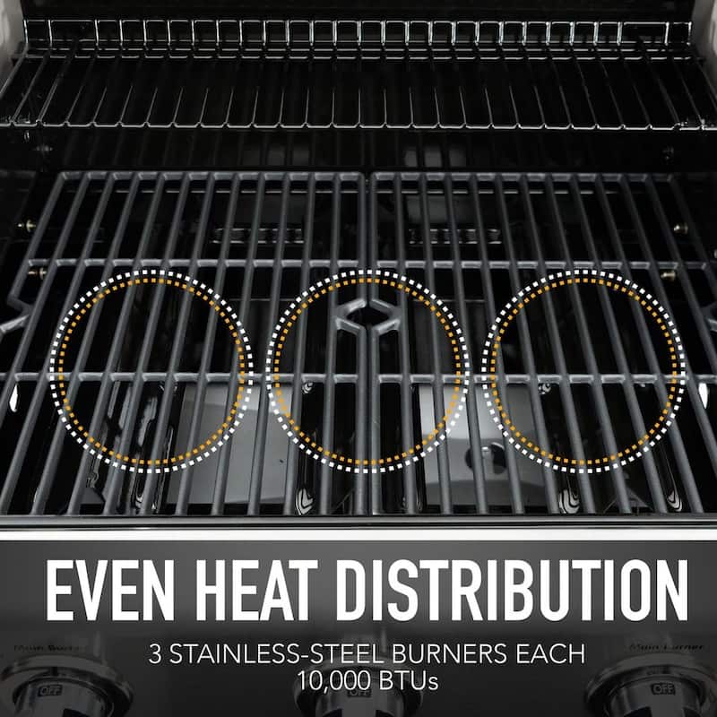Kenmore 3-Burner Propane Gas Grill with Foldable Side Shelves