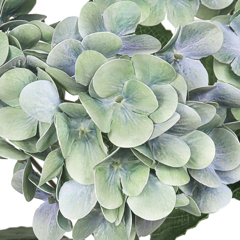 Set of 2 Natural Touch Mint Blue Artificial Hydrangea Flower Stem Bush Bouquet 18in - 18" L x 11" W x 11" DP
