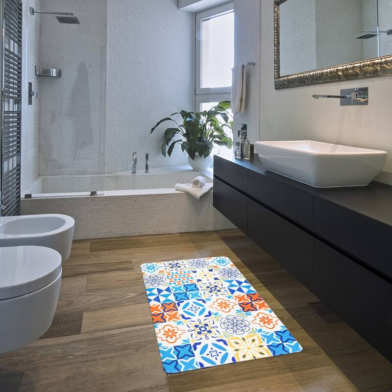 World Rug Gallery Geometric Tile Anti-Fatigue Standing Mat