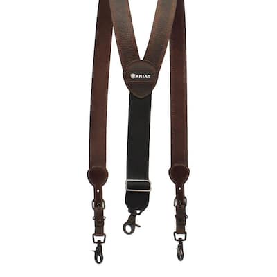 Ariat Western Suspenders Mens Leather Clips Logo Dark Brown A850000234