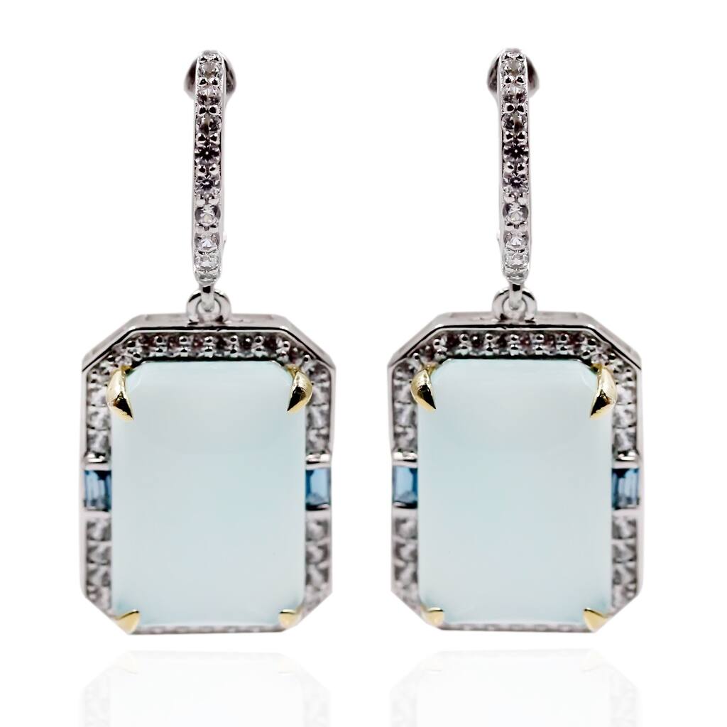 925 Sterling Silver Aqua Chalcedony Earrings