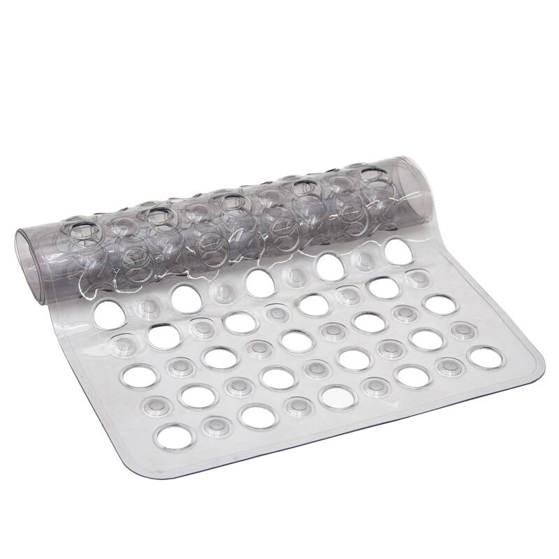 Kenney Vinyl Bath, Shower, and Tub Mat, 14.5" W x 27" L - Grey Smoke