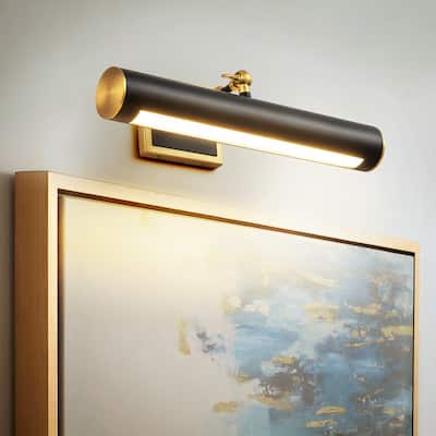 1-Light Mid-Century Modern Black&Gold Linear Bathroom Vanity Light/Picture Lights for Wall - 15.7 in. W x 9.4 in. H x 9.4 in. D