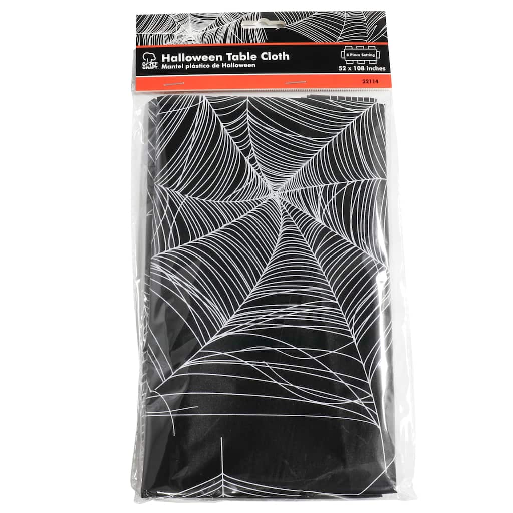 Chef Craft Spiderweb-Design Halloween Table Cloth, 52 x 108-inches