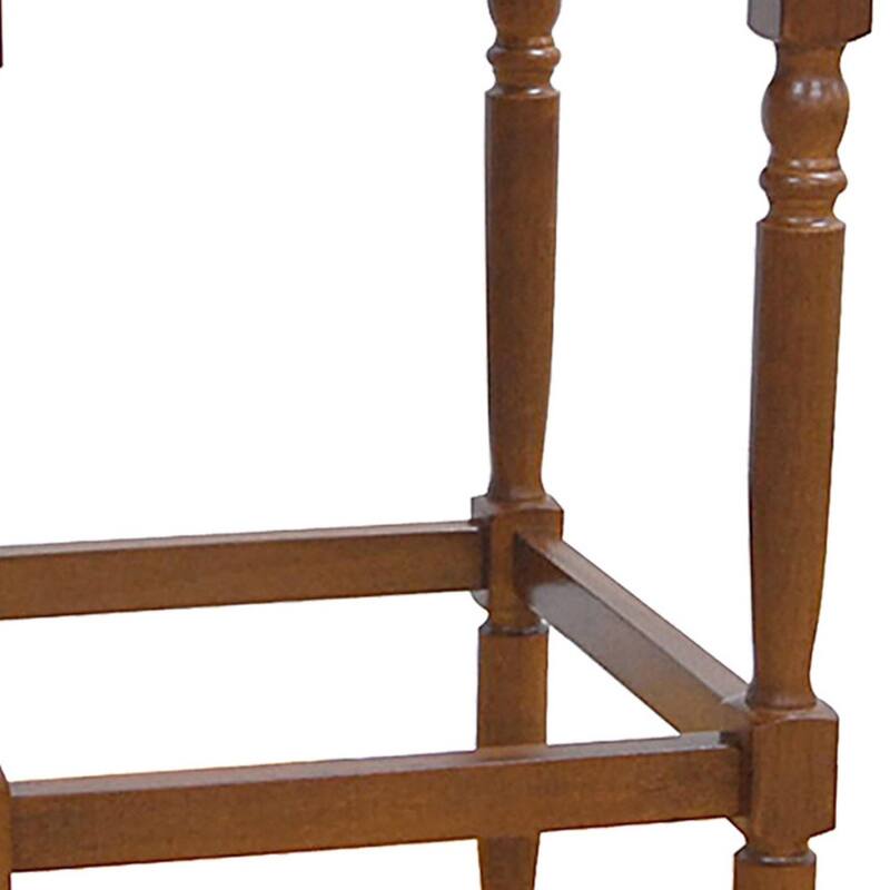 Solid Wood Rush Seat Backless Counter Height Stool with Footrest