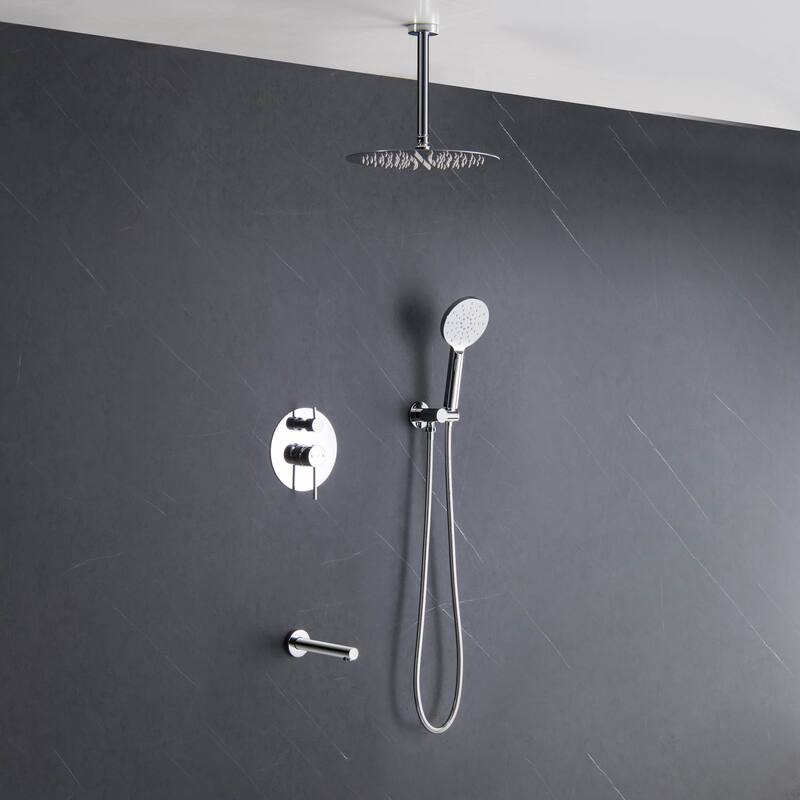 Pressure Balanced Ceiling Mounted 3-Function Shower System with Rough In Valve