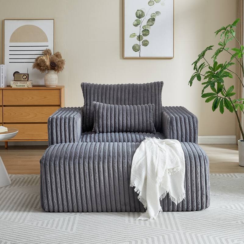 GDFStudio - Amelia Plush Corduroy Recliner Sofa with Removable Footrest for Relaxed Living Room Comfort