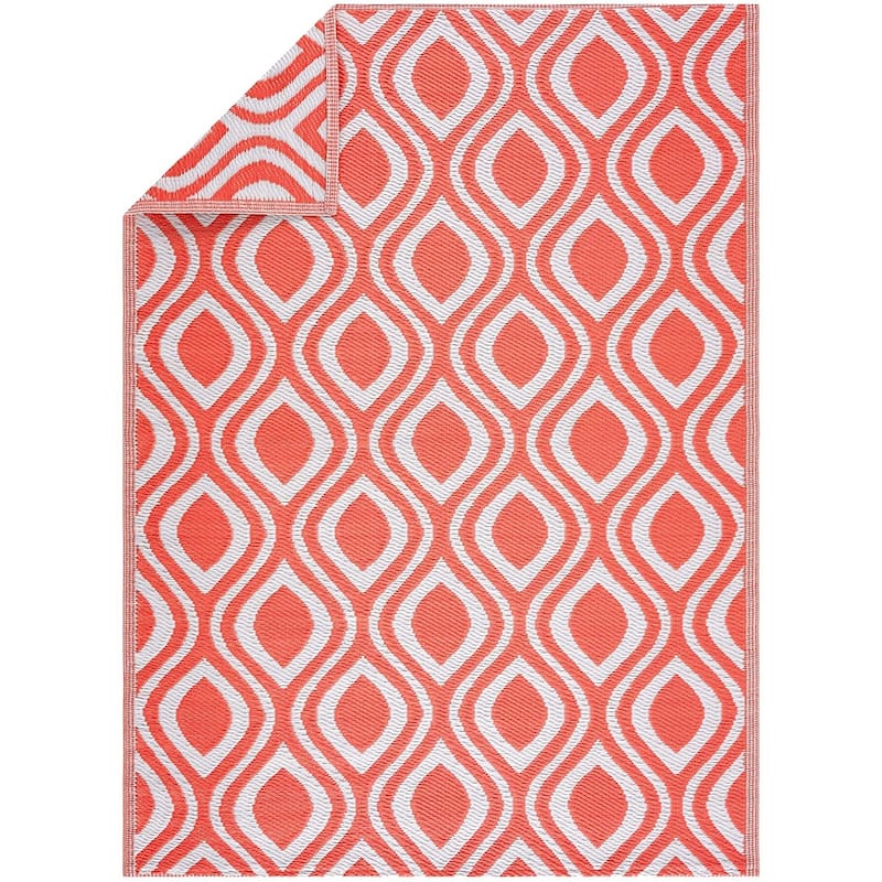 Venice Lightweight Reversible Recycled Plastic Outdoor Floor Mat/Rug - 4'x6' - Orange&White
