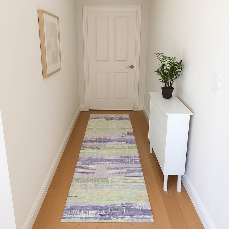 Premium Washable Super Soft Abstract Stripes Mayfield Rug - Lavender - 2'3" x 7'6"