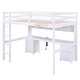 preview thumbnail 7 of 12, Full Size Wood Loft Bed with Integrated Desk, Storage Cabinets, Drawers, Bedside Tray, and Charging Station