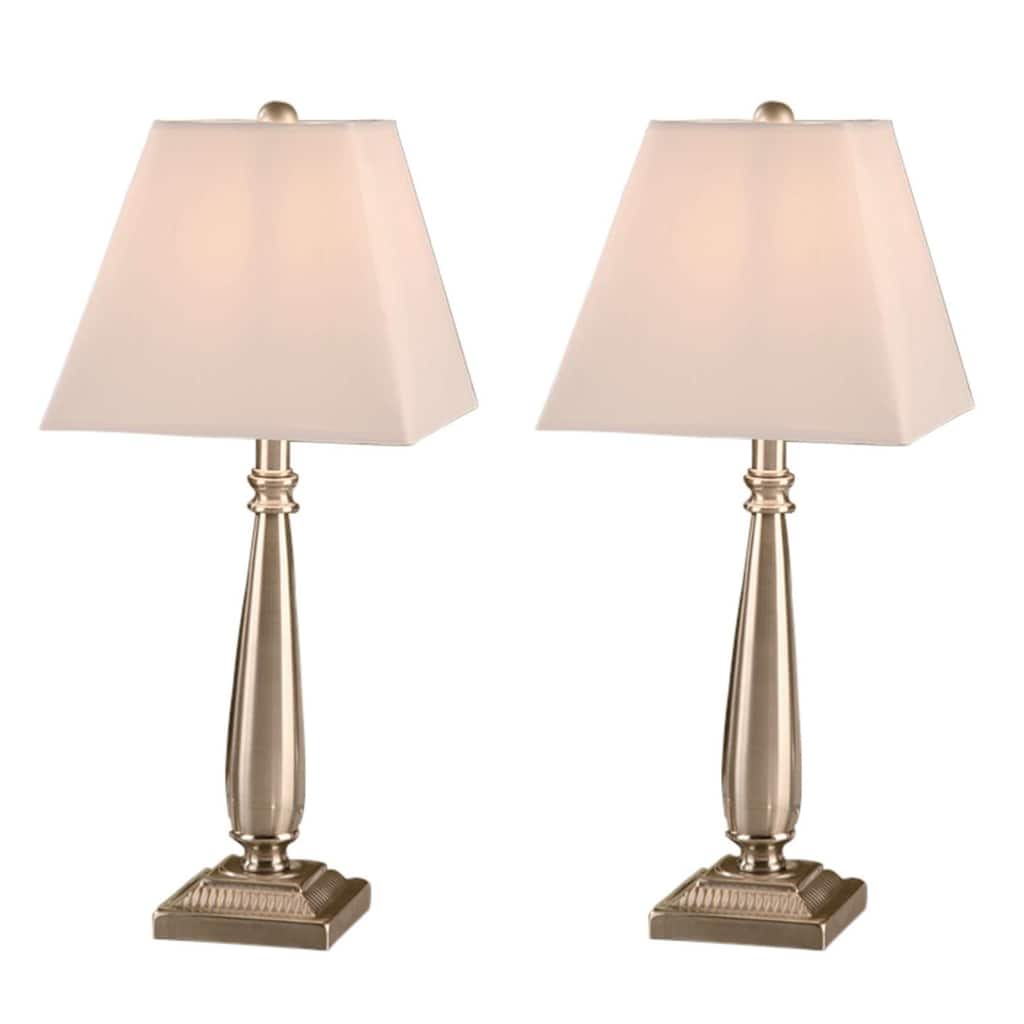 Copper Grove Hersey Brushed Nickel Steel Table Lamp, Set of 2 Lamps