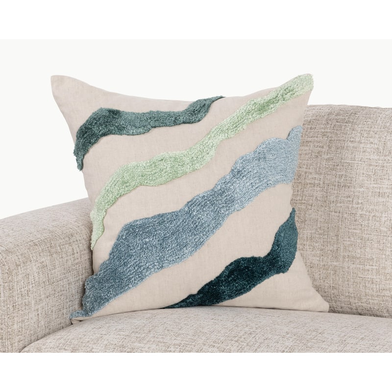 Villa by Classic Home Inertia Cotton Blend Throw Pillow - Feather Down - 22x22 - Accent - Blue