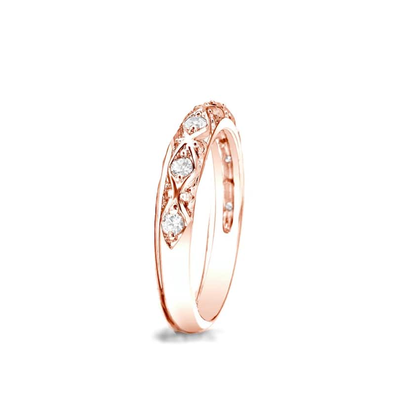 Auriya 14k Rose Gold 1/4ct TDW Diamond Wedding Band