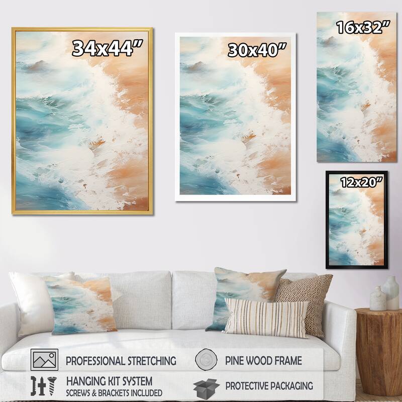 Designart "Modern Blue And Beige Sand Aerial View II" Coastal Beach Sand Wall Art