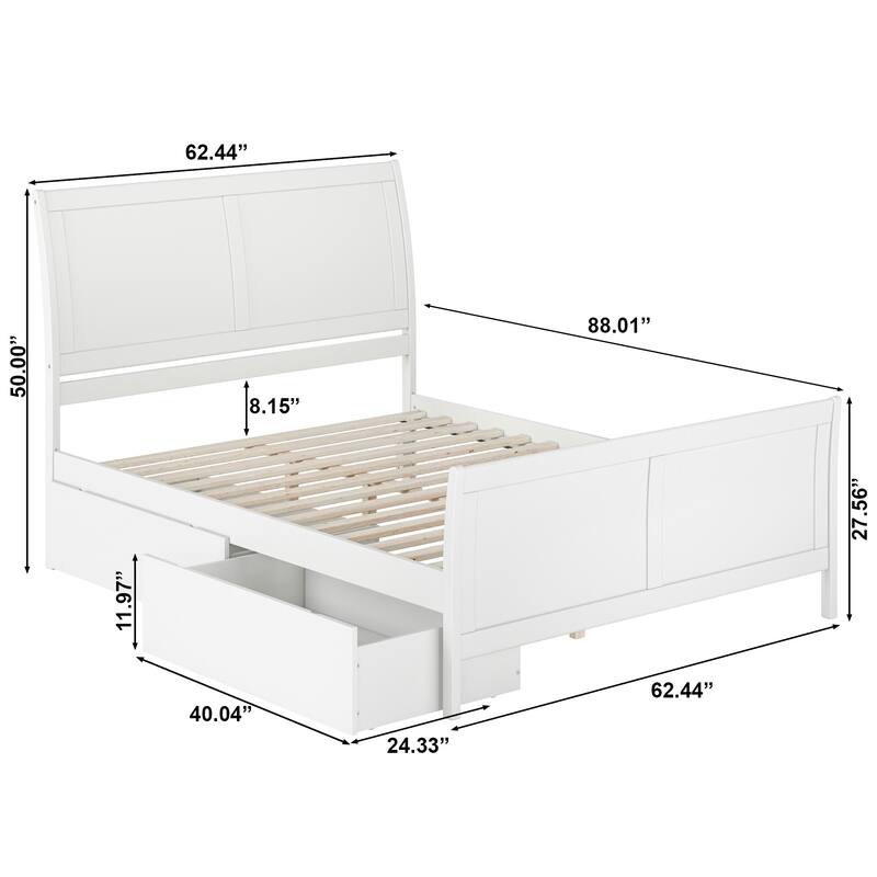 AFI Portland Platform Bed with Matching Footboard & Storage Drawers