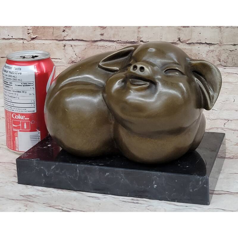 Happy Round Pig Bronze Metal Statue Sculpture Figure Original Art Farm Decor