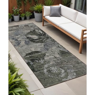 Gasi Artistic Abstract Weather Resistant Blended Style Runner Outdoor Rug