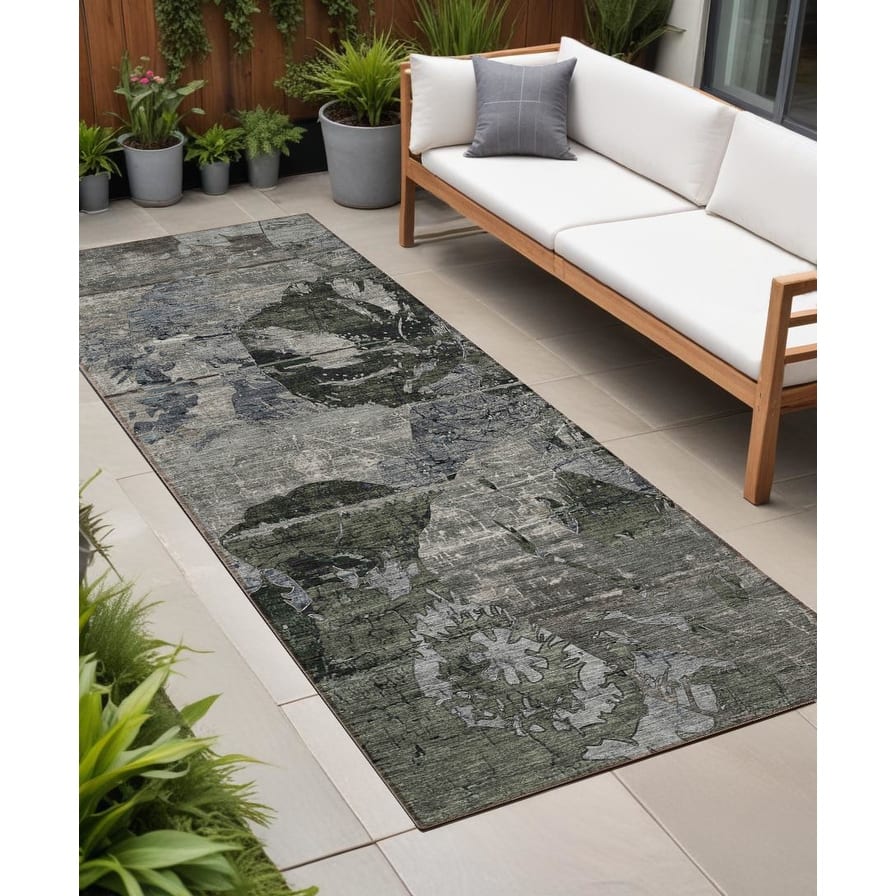 Gasi Artistic Abstract Weather Resistant Blended Style Runner Outdoor Rug