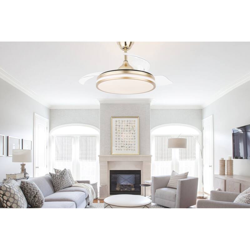 Oaks Aura 42 in. Light Memory Retractable Ceiling Fan with Light, 6-Speed Latest DC Technology Pendant Light