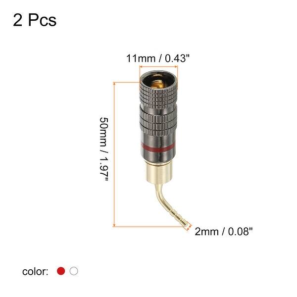 Banana Plugs 90 Degree Jack Connector 2mm GoldPlated Copper Red White 2Pcs Red, White Bed