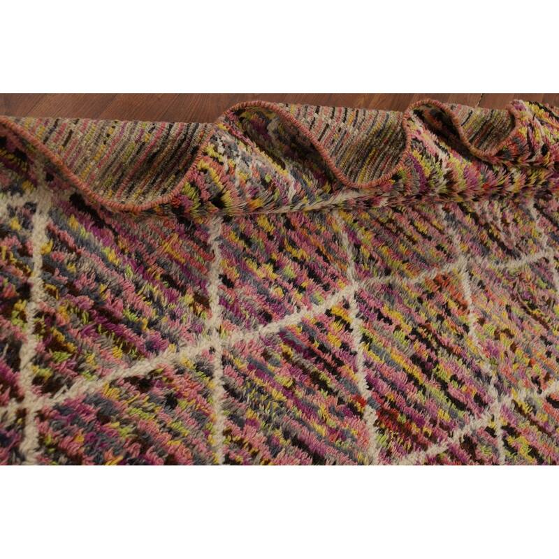 Trellis Plush Moroccan Oriental Area Rug Hand-Knotted Wool Carpet - 6'0" x 9'7"