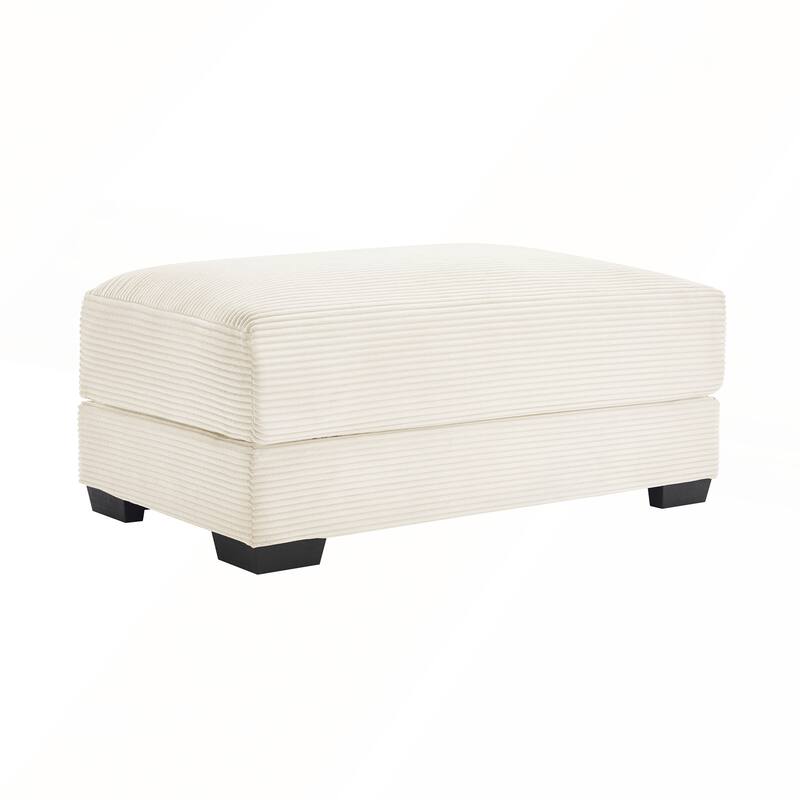 28 Inch Green Corduroy Ottoman with Extra-Wide Armrests and Durable High-Density Fabric for Comfortable Seating