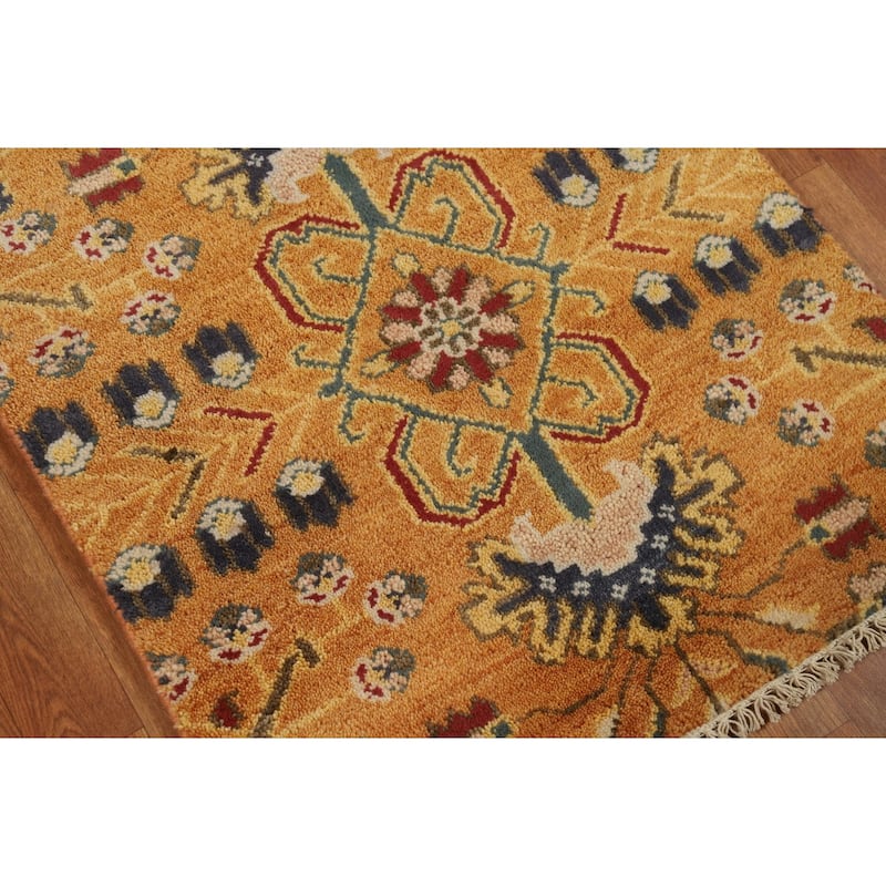 Orange & Rust Kazak Indian Runner Rug Handmade Wool Carpet - 2'6"x 12'0"