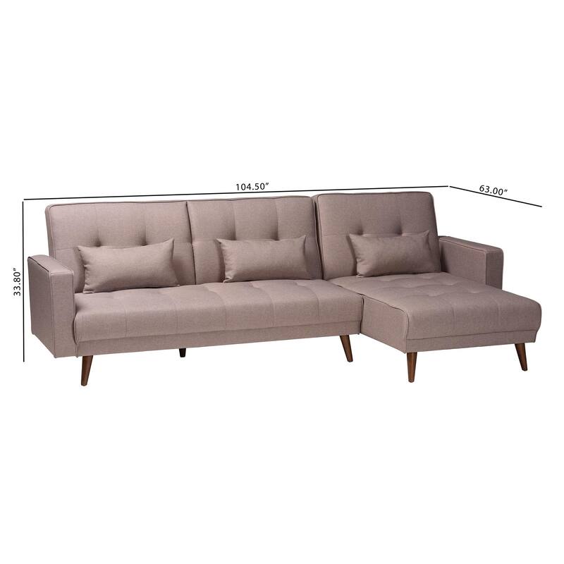 Claire Contemporary Clay Fabric Upholstered Convertible Sofa Bed