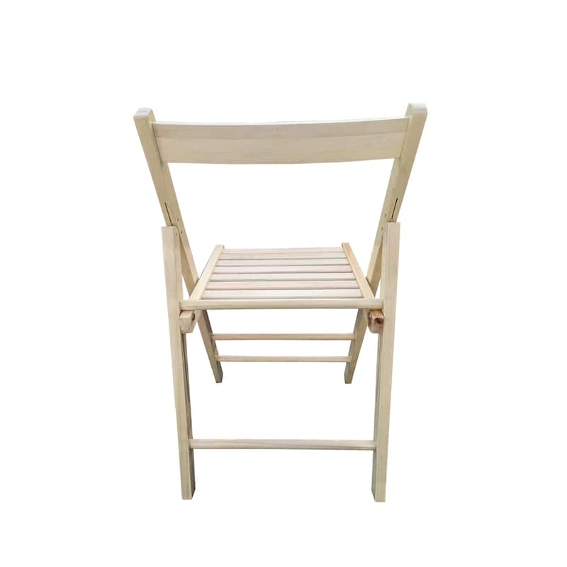 Set of 2 Solid Wood Folding Chairs with Slatted Seat, Open Back, Fully Assembled for Indoor & Outdoor Use