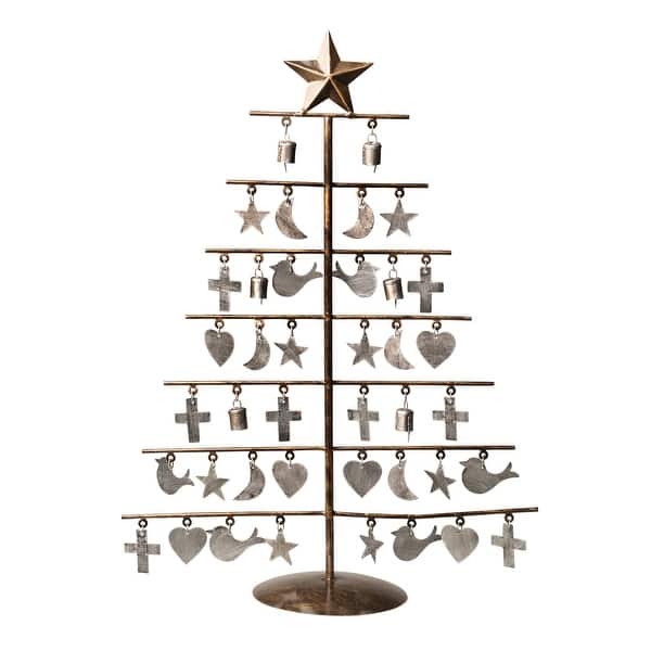 Art Artifact Star Topped Metal Milagro Tree Indoor Outdoor Christmas Holiday Decor 18 In X 24 In X 7 In