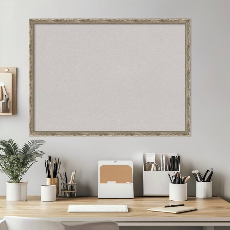Mila Dark Silver Wood Framed Cork Board - Bulletin Board, Organization Board, Pin Board
