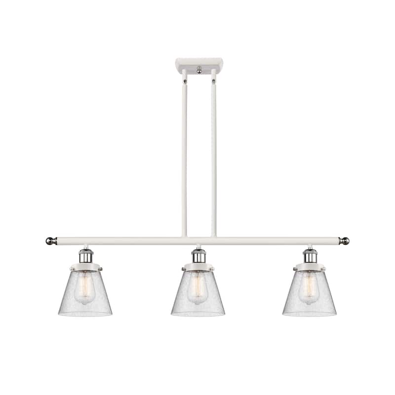 Innovations Lighting 916-3I-10-36 Cone Linear Cone 3 Light 36" Wide - White and Polished Chrome / Seedy