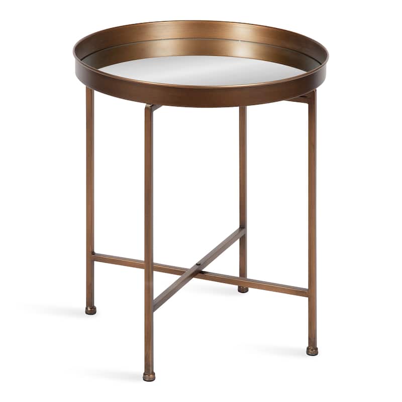 Kate and Laurel Celia Round Metal Side Table - 18.25x18.25x22 - Bronze/Mirror