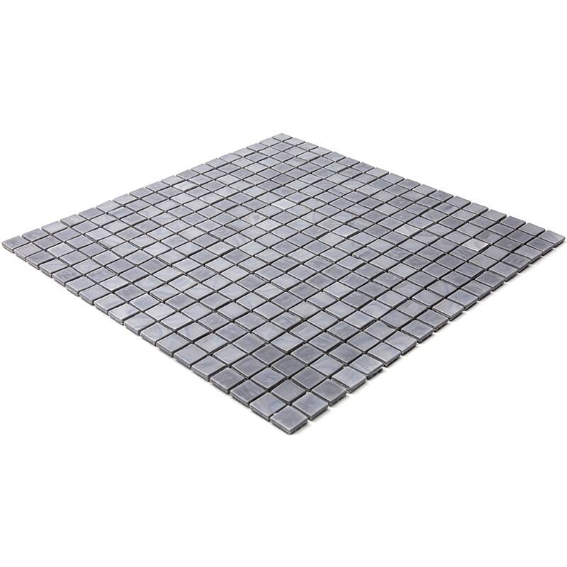 Apollo tile 12" x 12" Skosh Glossy Metal Gray Glass Tile (18.69 sq ft/case) - 20 Pack