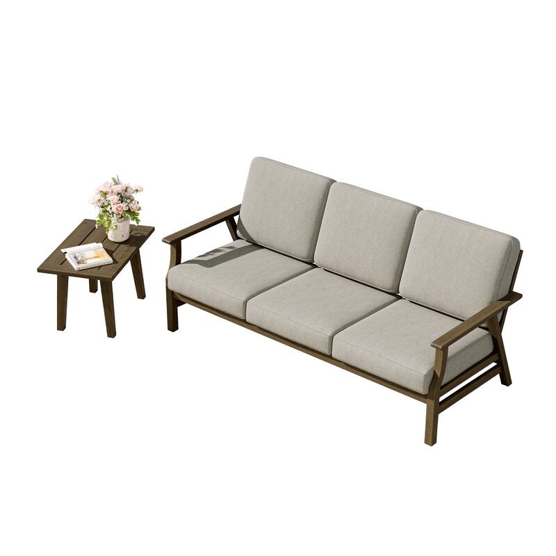 2-Piece Teak Outdoor Sofa Set with Table