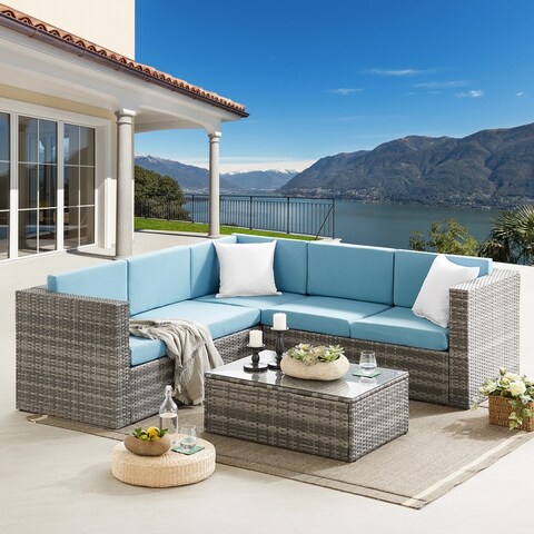 Art Leon Cushioned Rattan Wicker 4-piece Sectional Sofa
