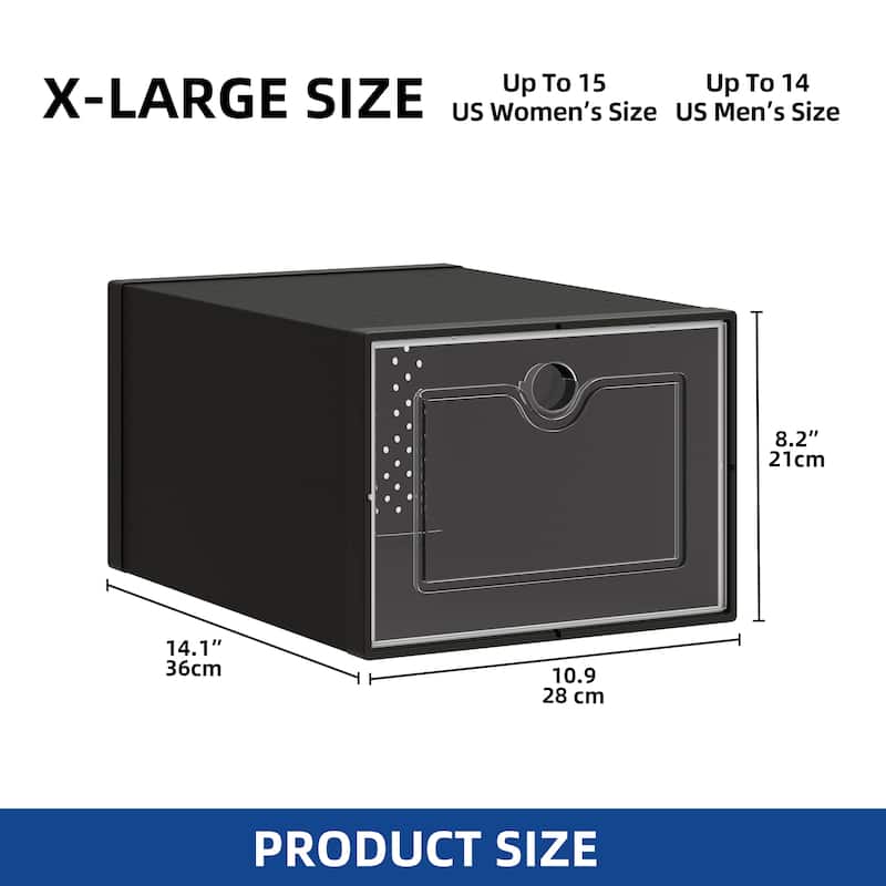 XL Shoe Storage Box Set of 12 Shoe Storage Organizers Stackable Shoe Storage Box Rack Containers Drawers