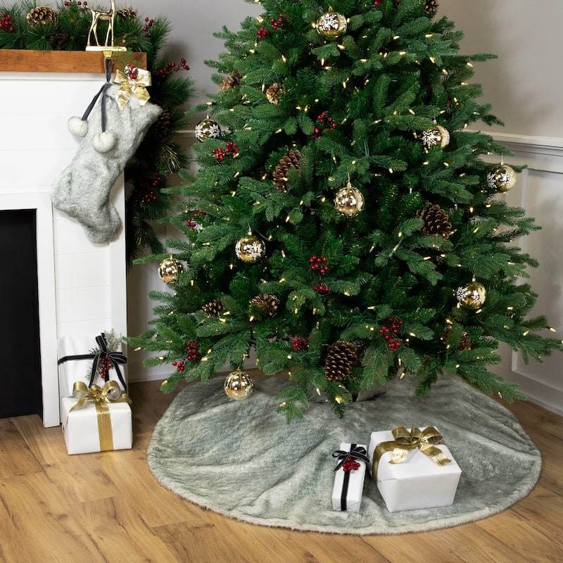 Sable Faux Fur Christmas Stocking with Pom Poms - 20.5" - Black
