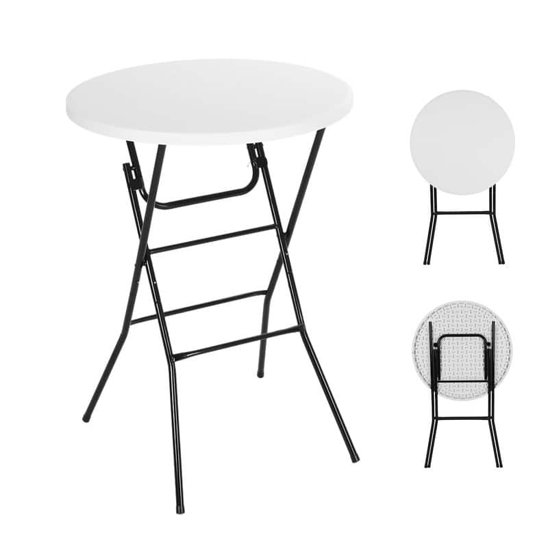31.5'' Round Folding Picnic Table, Portable Waterproof Plastic Table with Detachable Legs for Indoor & Outdoor Events - White 1-Pack